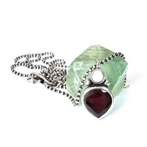 SILPADA Necklace Garnet Heart Pendant Pearl Sterling Silver N2968